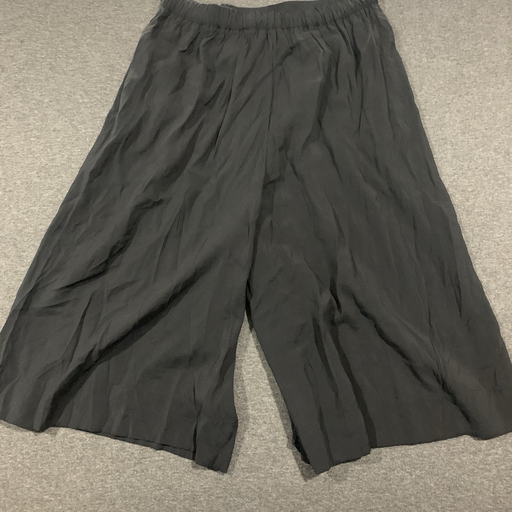 Anthropologie Pants Women's L Maeve Black Ultra Wide Leg Crop Palazzo Trouser - Picture 3 of 11